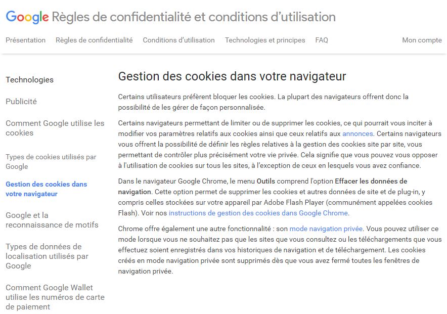 R&eagrave;gles Google